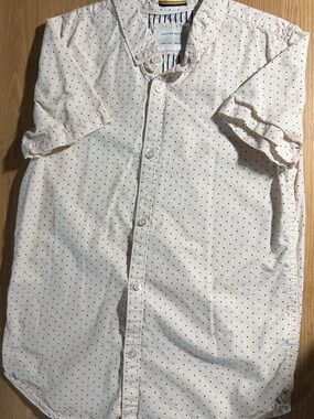 Cactus Boys Cream Button-Down Shirt with Small Black Dot Print